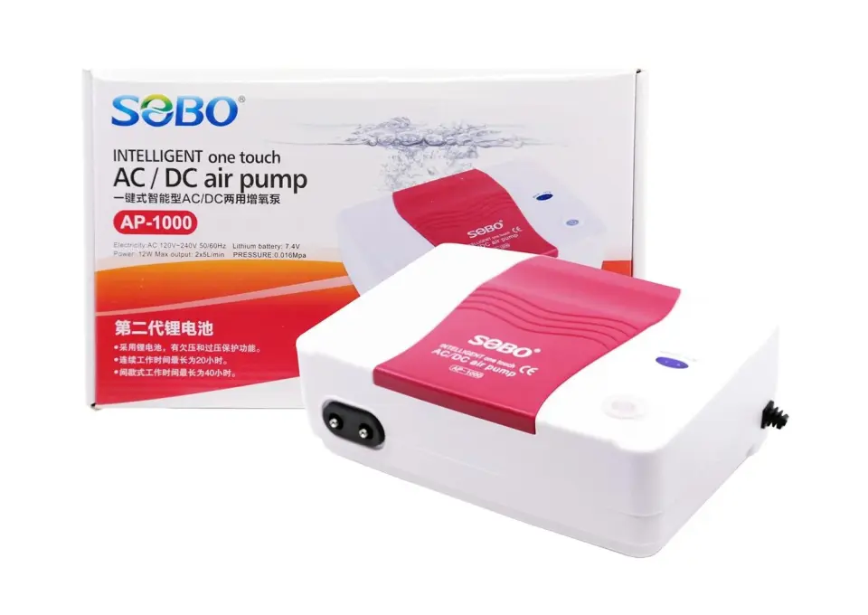 Sobo Şarjlı Akvaryum Hava Motoru AP-1000 AC/DC 7.4V. 12W 2x5LT/DAK